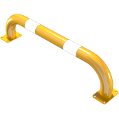 Anti-nudge hoop | steel tube  76 mm | yellow / black | total width: 1000 mm | height above ground: 250 mm | to be fixed by plugs